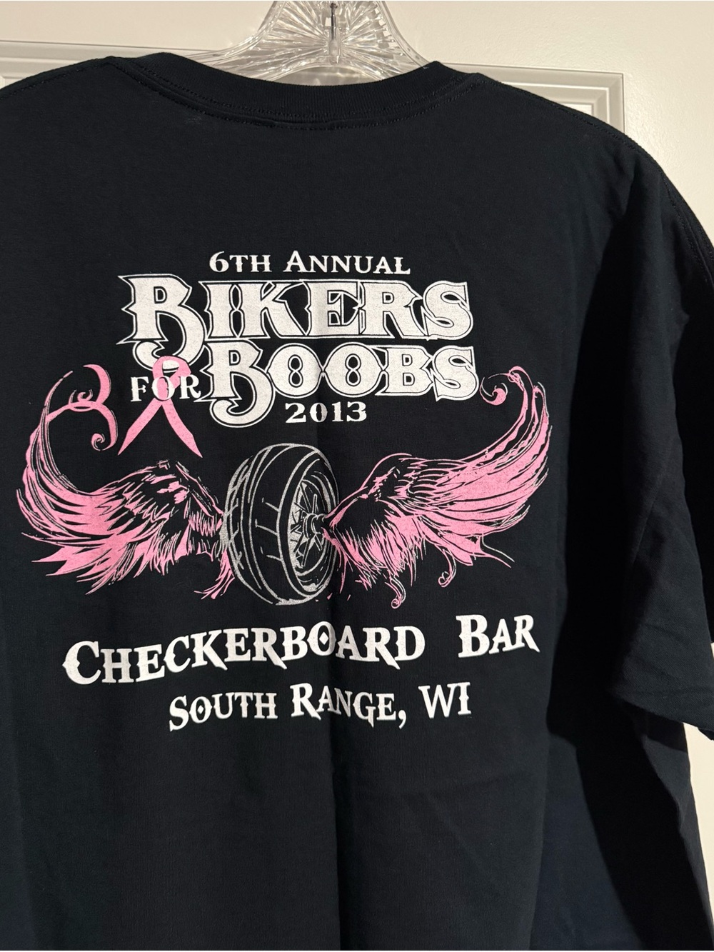 Gildan Cotton black "Bikers for Boobs" Ride T-Shirt Men's XL 2013 motorcycle tee